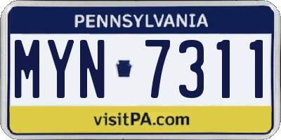 PA license plate MYN7311