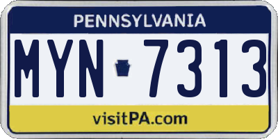 PA license plate MYN7313