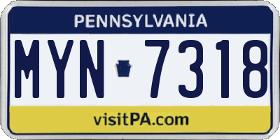 PA license plate MYN7318