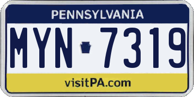 PA license plate MYN7319