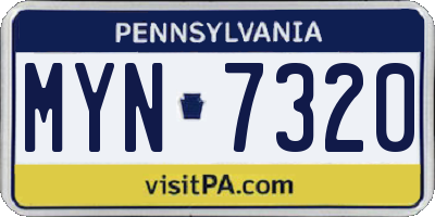 PA license plate MYN7320