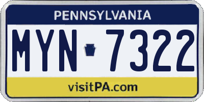 PA license plate MYN7322