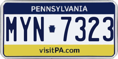 PA license plate MYN7323