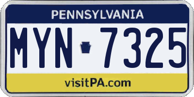 PA license plate MYN7325