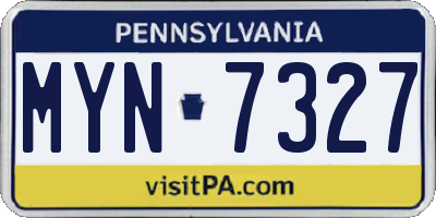 PA license plate MYN7327