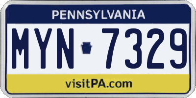 PA license plate MYN7329