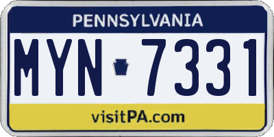 PA license plate MYN7331