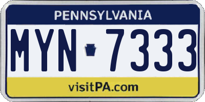 PA license plate MYN7333
