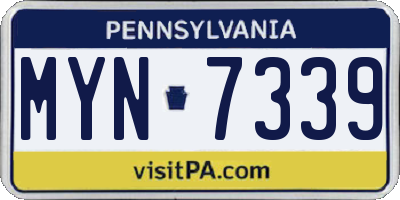 PA license plate MYN7339