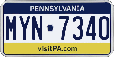 PA license plate MYN7340