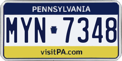 PA license plate MYN7348