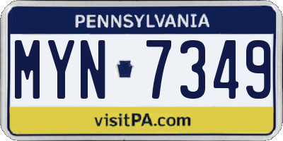 PA license plate MYN7349