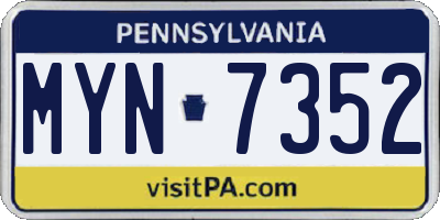 PA license plate MYN7352