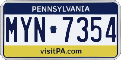PA license plate MYN7354