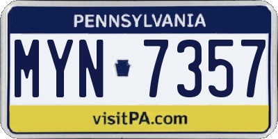 PA license plate MYN7357