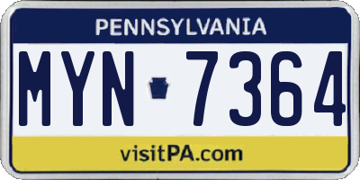 PA license plate MYN7364
