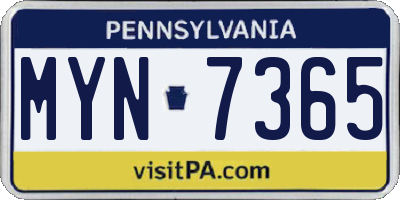 PA license plate MYN7365