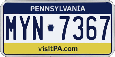 PA license plate MYN7367