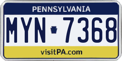 PA license plate MYN7368