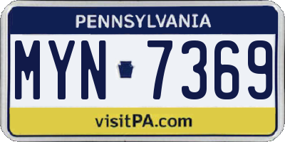 PA license plate MYN7369