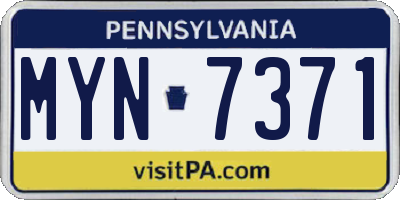 PA license plate MYN7371