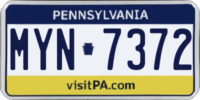 PA license plate MYN7372