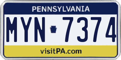 PA license plate MYN7374