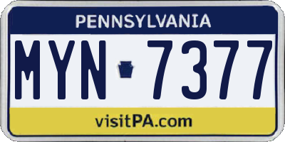 PA license plate MYN7377