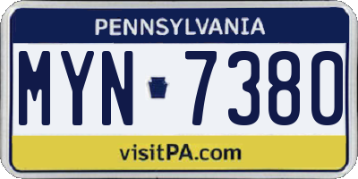 PA license plate MYN7380