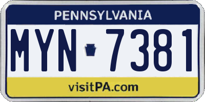 PA license plate MYN7381