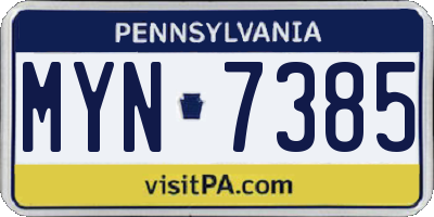 PA license plate MYN7385