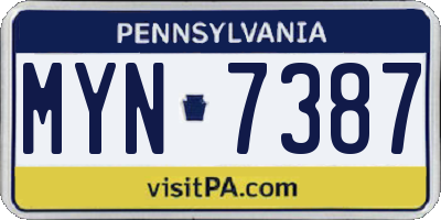 PA license plate MYN7387
