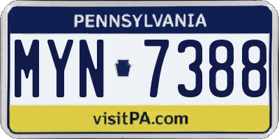 PA license plate MYN7388