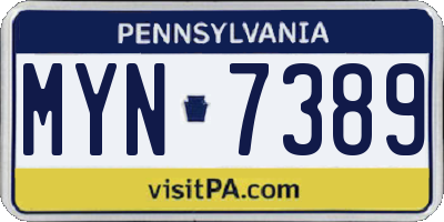 PA license plate MYN7389
