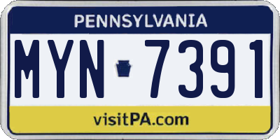 PA license plate MYN7391
