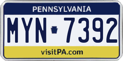 PA license plate MYN7392