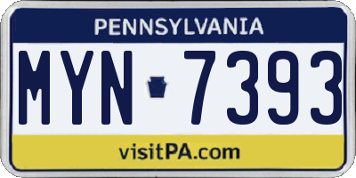 PA license plate MYN7393