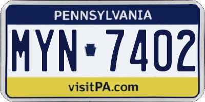 PA license plate MYN7402