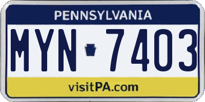 PA license plate MYN7403