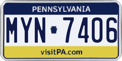 PA license plate MYN7406