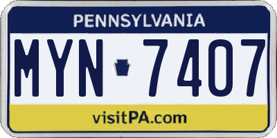 PA license plate MYN7407