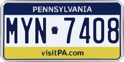 PA license plate MYN7408
