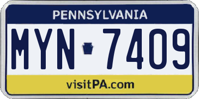 PA license plate MYN7409