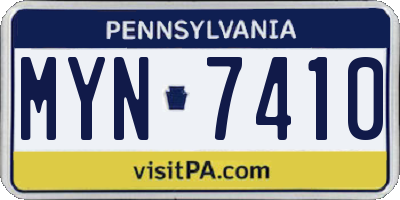PA license plate MYN7410