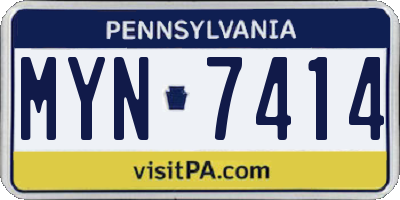 PA license plate MYN7414