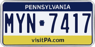 PA license plate MYN7417