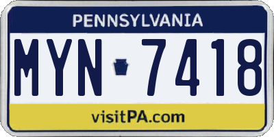 PA license plate MYN7418