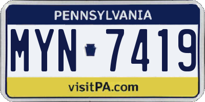 PA license plate MYN7419