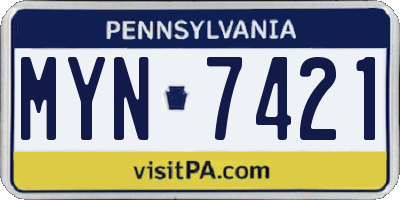 PA license plate MYN7421