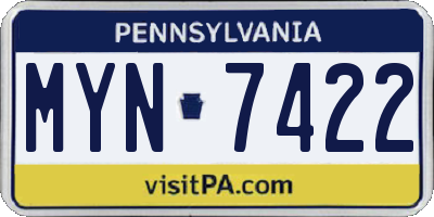PA license plate MYN7422